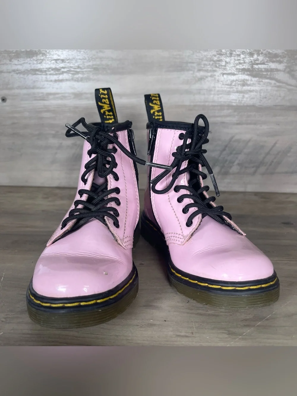 Doc DrMartens Toddler Girls 9 Pale Pink Combat Side Zip High Top Lace Up Boots